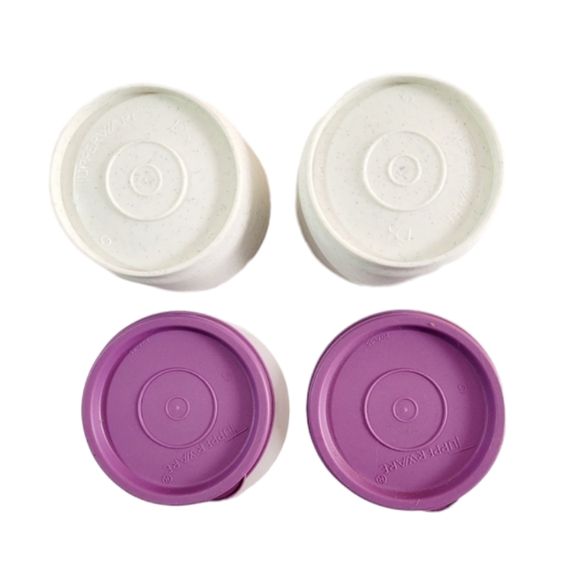 Tupperware 4oz Set of 2 Snack Cups Speckled Gray With Purple Lids New - Picture 4 of 4